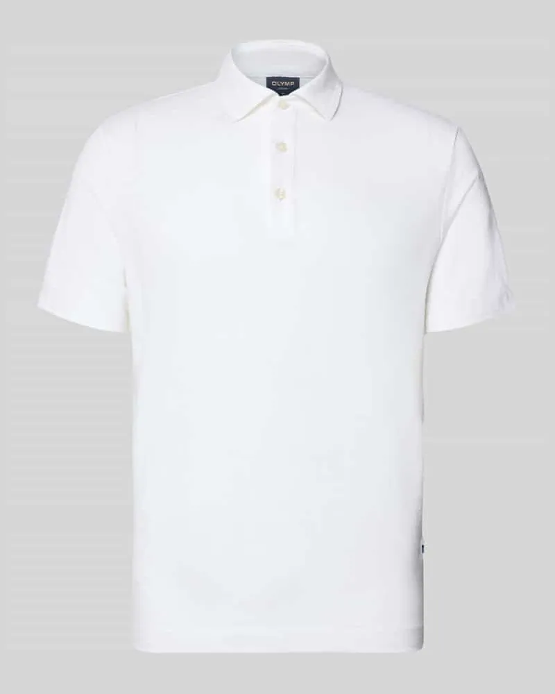 Olymp Regular Fit Poloshirt aus Leinen-Elasthan-Mix Weiss