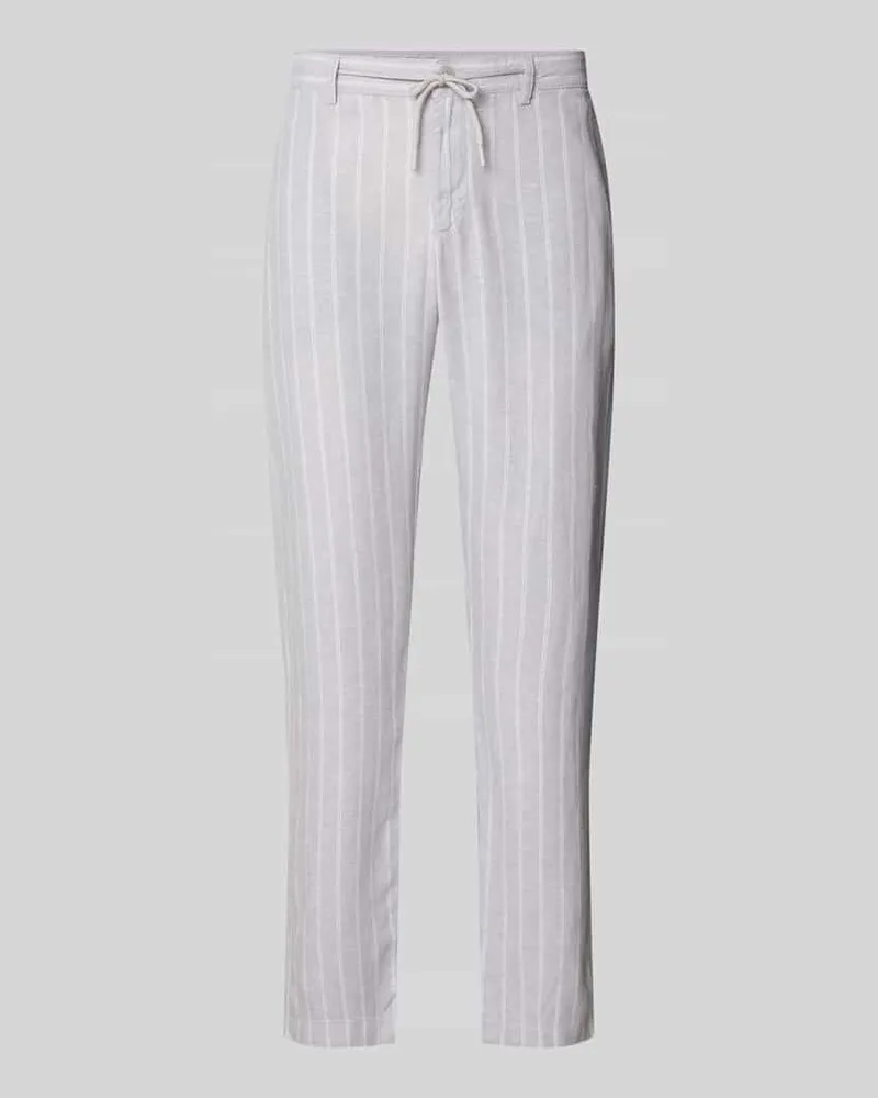 McNeal Regular Fit Hose aus Leinen-Viskose-Mix Silber