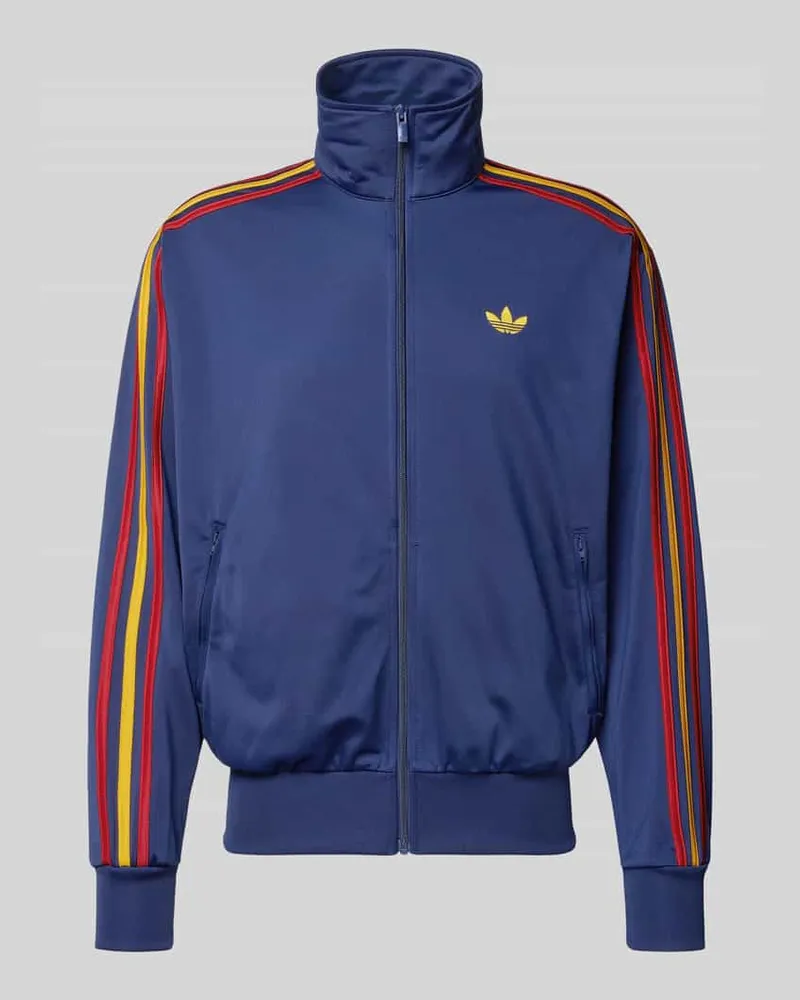 adidas Regular Fit Sweatjacke mit Logo-Stitching Modell 'FIREBIRD TT Dunkelblau