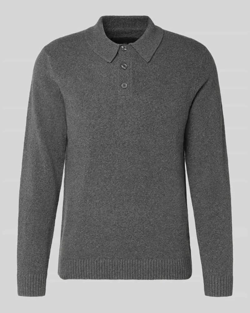 Jack & Jones Strickpullover mit Polokragen Modell 'MAVERICK Mittelgrau