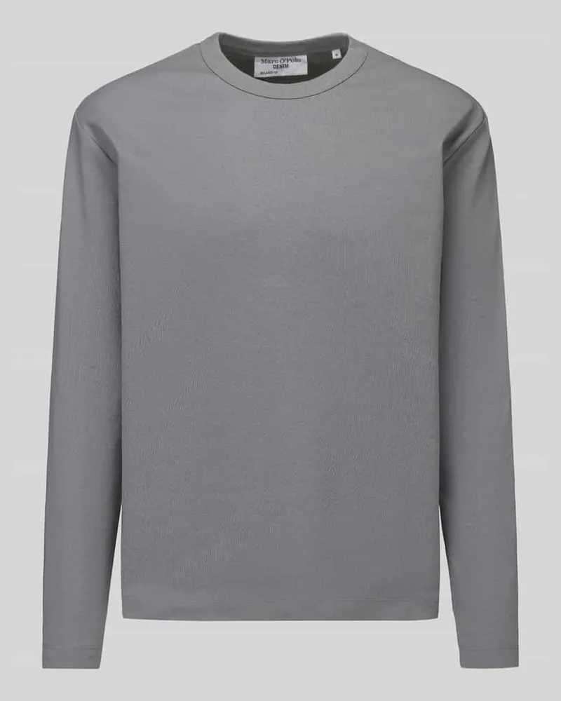 Marc O'Polo Langarmshirt mit geripptem Rundhalsausschnitt Mittelgrau