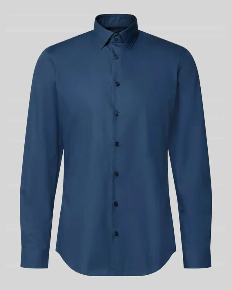 JAKE*S Slim Fit Business-Hemd mit Kentkragen Rauchblau