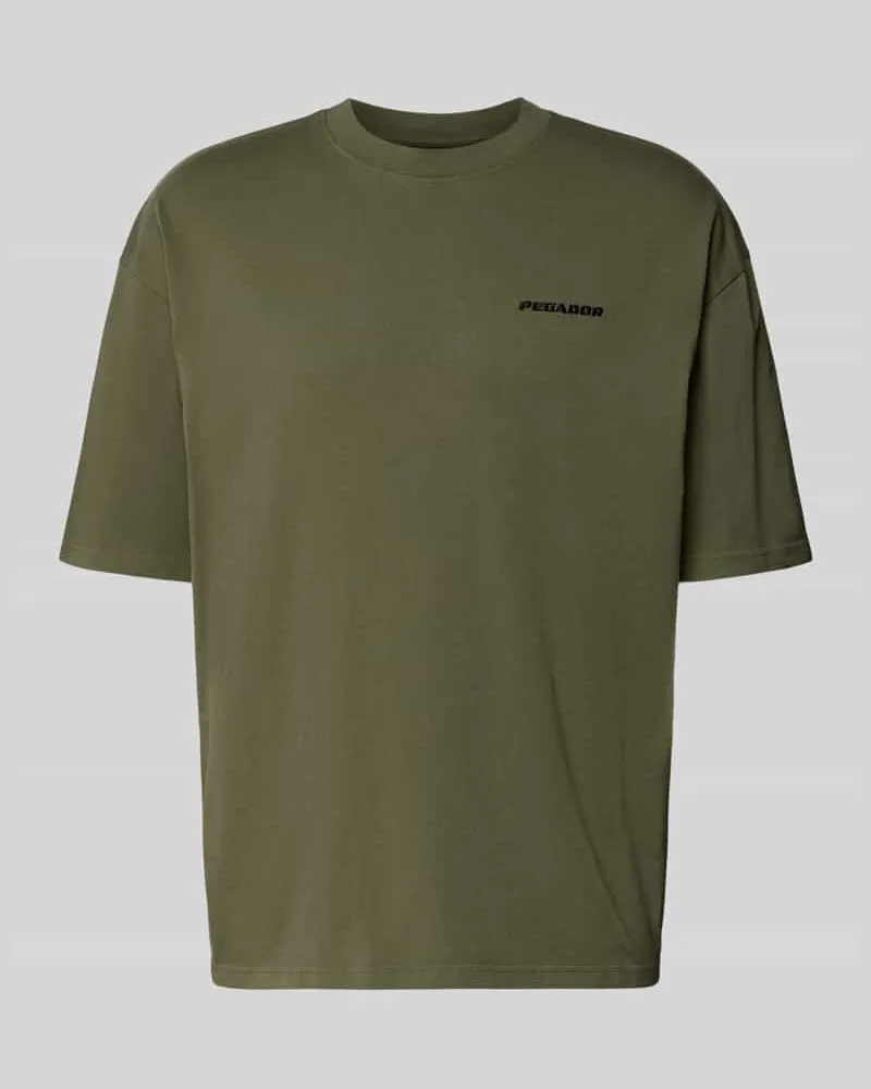PEGADOR Oversized T-Shirt mit Label-Stitching Oliv