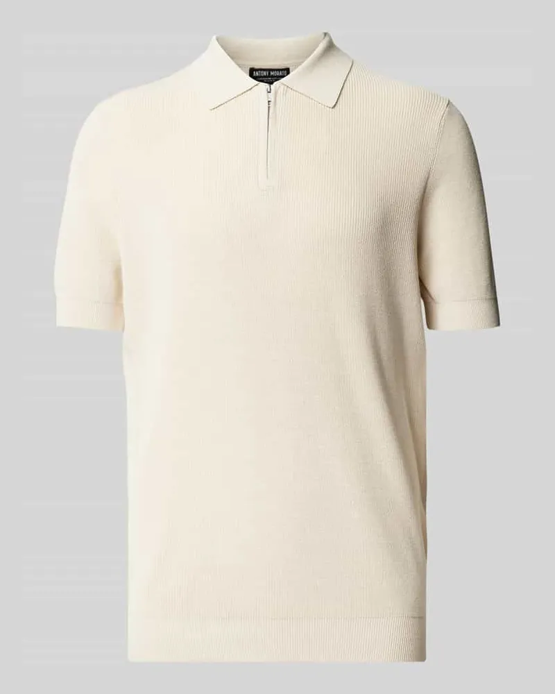 Antony Morato Regular Fit Poloshirt mit Reißverschlussleiste Beige