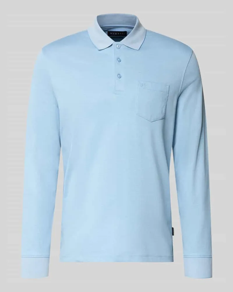 Bugatti Regular Fit Poloshirt aus Baumwoll-Mix mit Brusttasche Hellblau