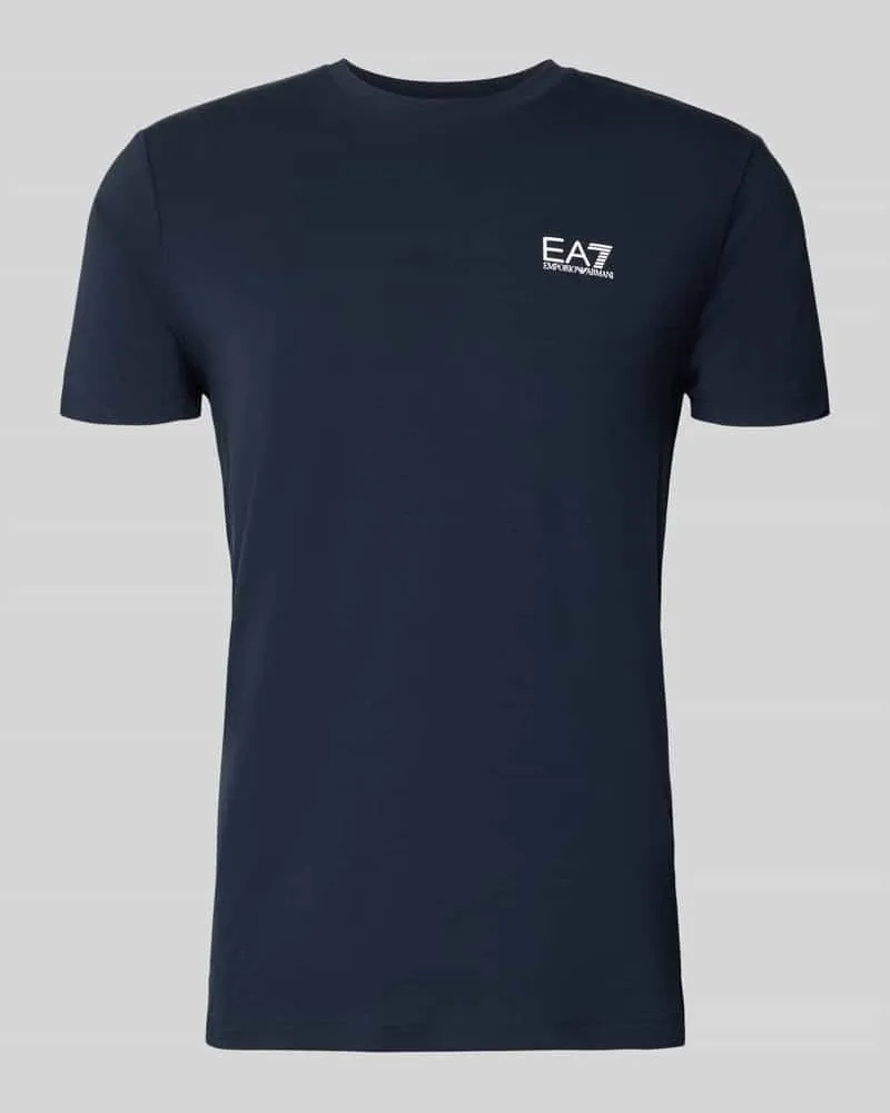 EA7 T-Shirt mit Label-Print Dunkelblau