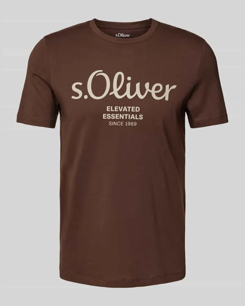 S.Oliver Regular Fit T-Shirt aus reiner Baumwolle mit Statement-Label-Print 