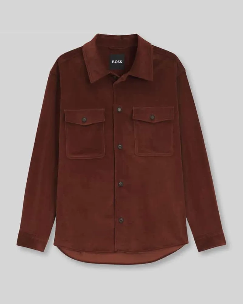 HUGO BOSS Relaxed Fit Freizeithemd aus Baumwoll-Mix Modell 'Carper-OS-WG-264 Rostrot