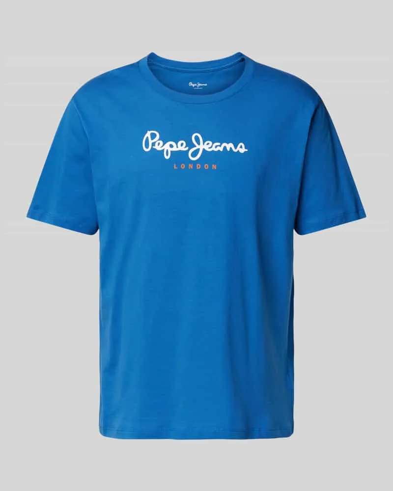 Pepe Jeans T-Shirt mit Label-Print Modell 'EGGO Jeansblau