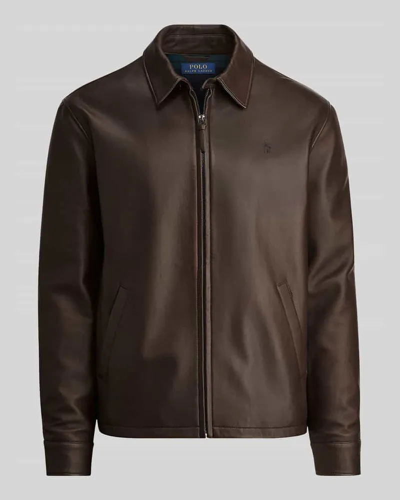 Ralph Lauren Regular Fit Lederjacke Dunkelbraun