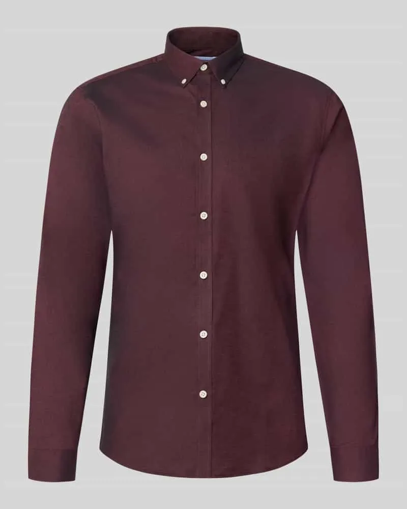 Lindbergh Regular Fit Freizeithemd aus Baumwoll-Mix Modell 'Oxford Dunkelrot