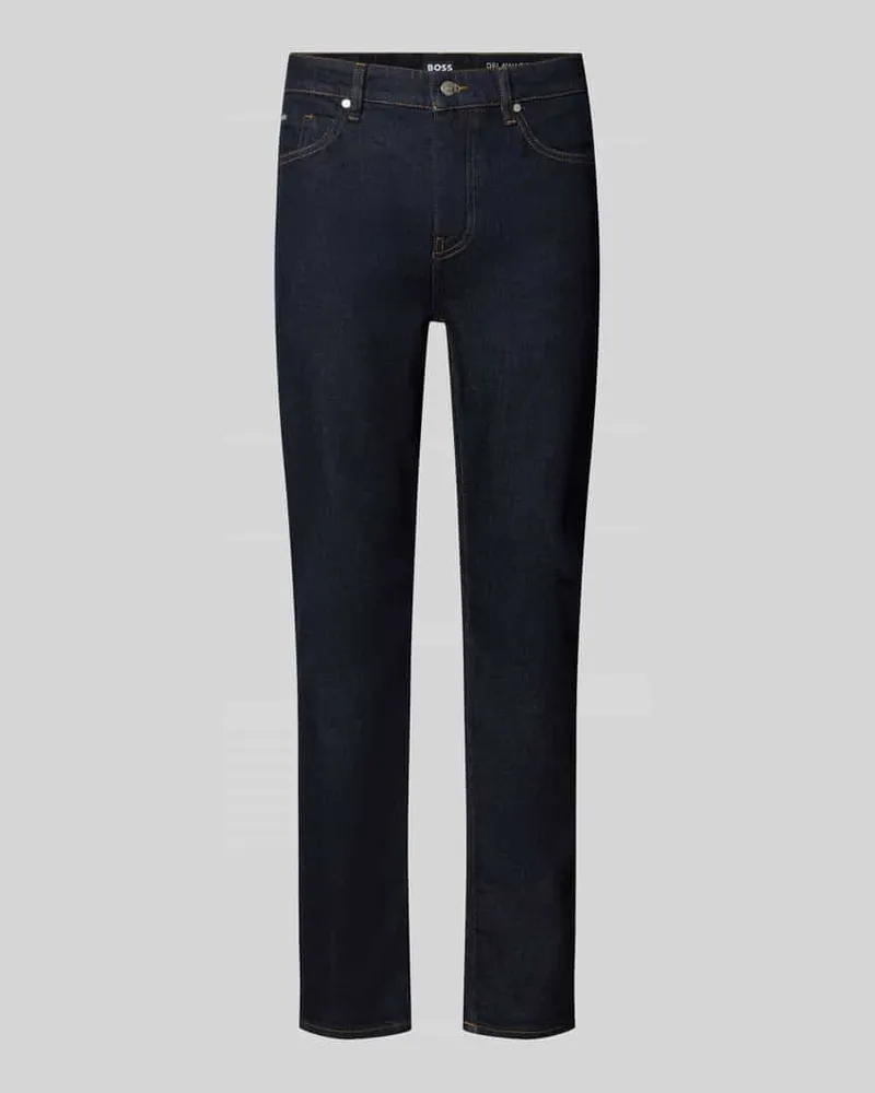 HUGO BOSS Slim Fit Jeans aus Baumwoll-Mix Modell 'Delaware Dunkelblau