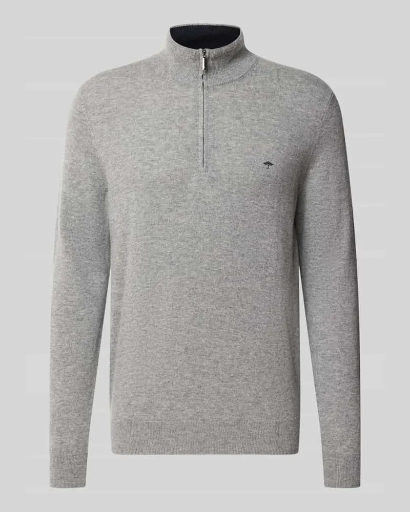 Fynch-Hatton Regular Fit Troyer aus Woll-Kaschmir-Mix Silber