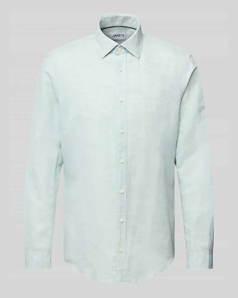 JAKE*S Slim Fit Freizeithemd aus Leinen-Baumwoll-Mix 