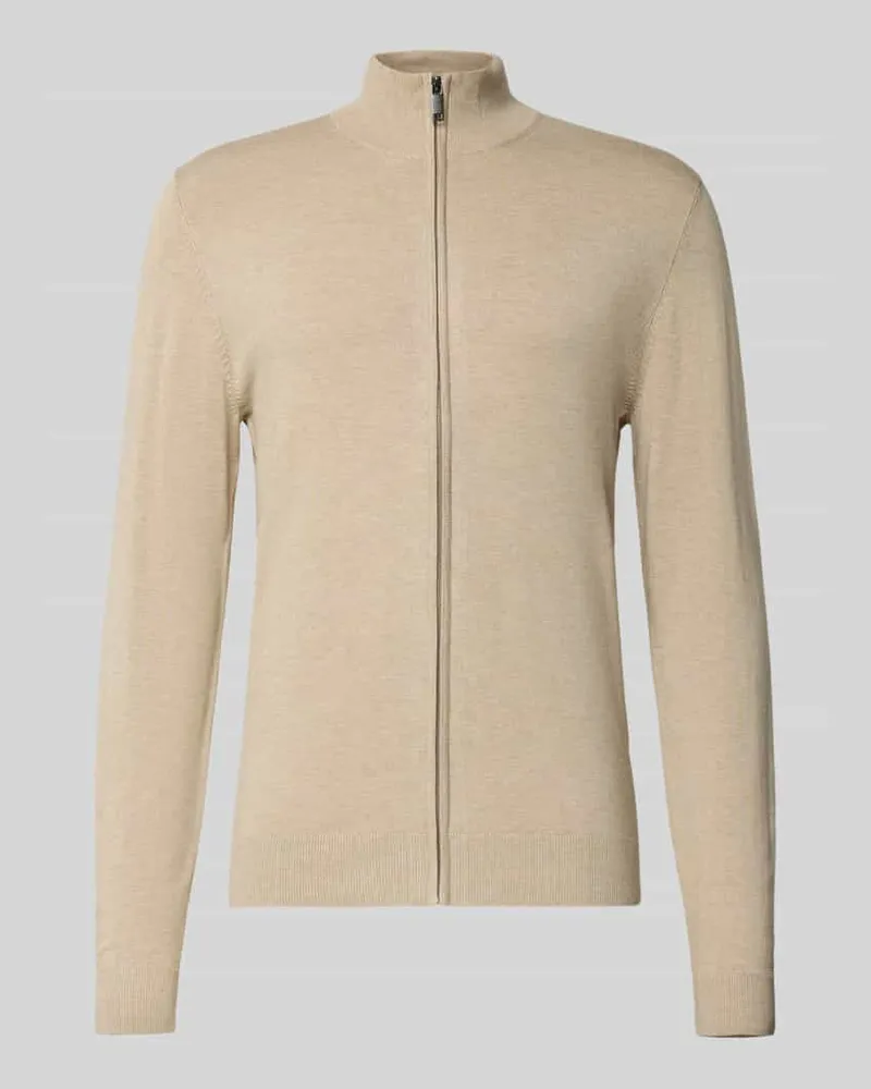 McNeal Strickjacke aus Viskose-Mix mit Stehkragen Mud