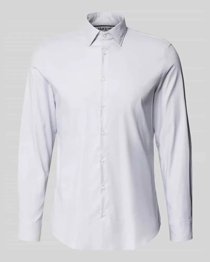 JAKE*S Slim Fit Business-Hemd mit Kentkragen Silber