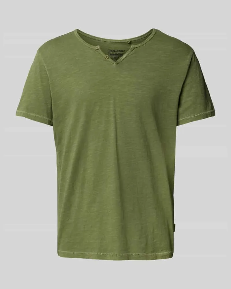 Blend T-Shirt mit Serafino-Ausschnitt 