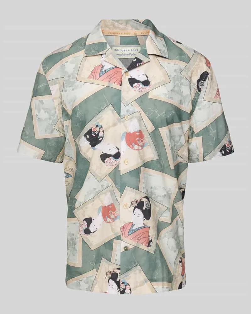 colours & sons Regular Fit Freizeithemd mit 1/2-Arm Mint