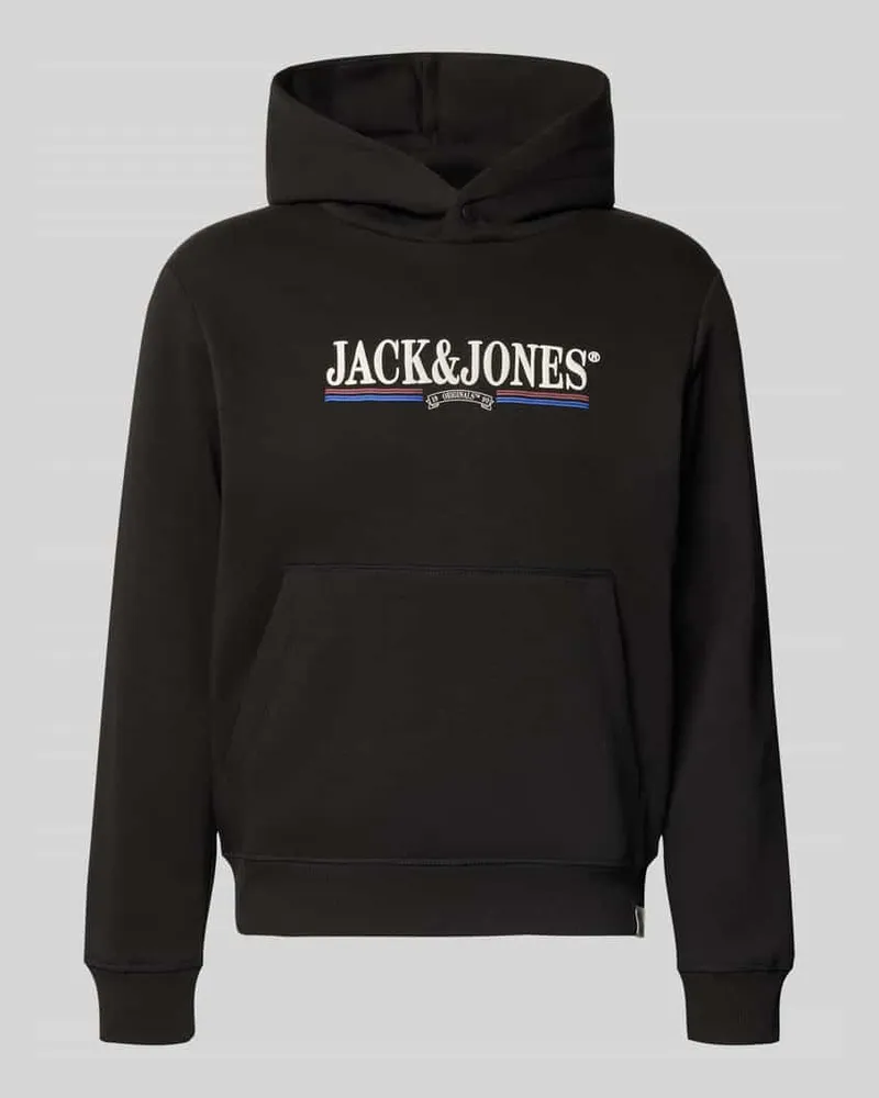 Jack & Jones Hoodie mit Label-Print Modell 'FREDERIKSBERG Black