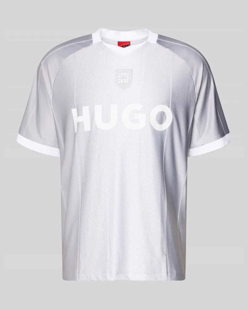 HUGO BOSS Regular Fit T-Shirt mit Label Print Modell 'DWILD Hellgrau