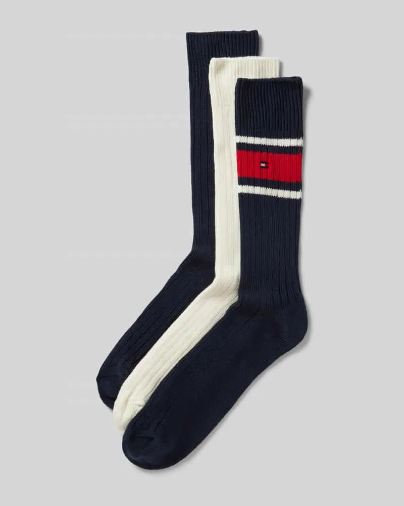Tommy Hilfiger Socken in Ripp-Optik mit Geschenkbox im 3er-Pack Marine