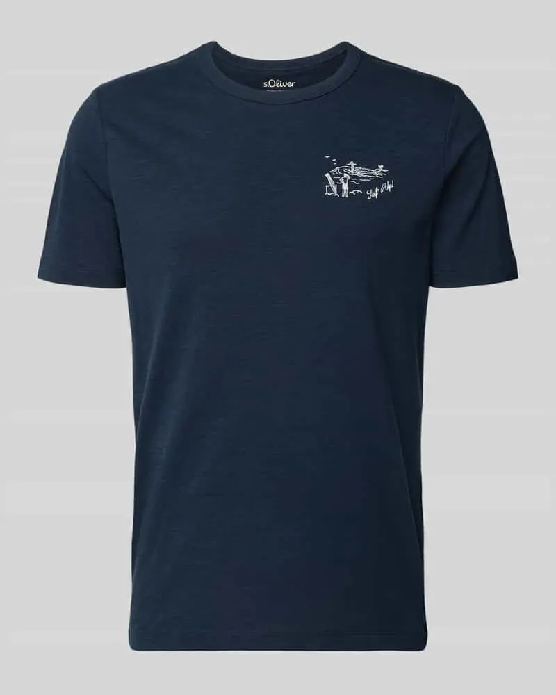 S.Oliver Regular Fit T-Shirt aus reiner Baumwolle Marine