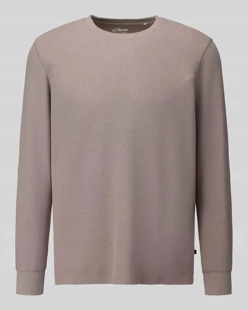 S.Oliver Regular Fit Langarmshirt aus reiner Baumwolle Mittelbraun