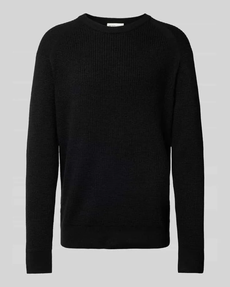 Tom Tailor Regular Fit Strickpullover mit Wollanteil mit Strukturmuster Black