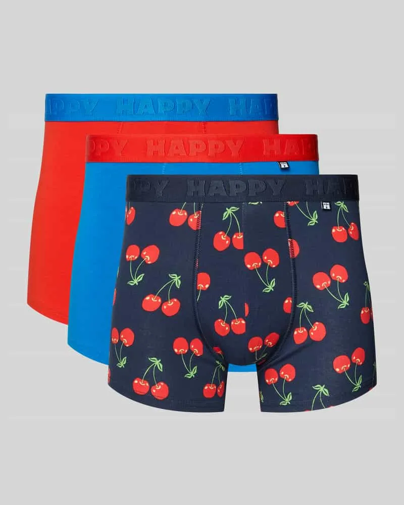 Happy Socks Slim Fit Trunk mit Logo-Detail im 3er-Pack Marine