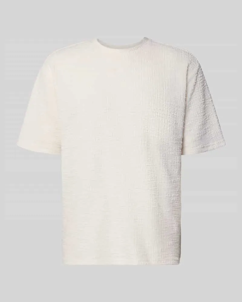 McNeal T-Shirt mit Strukturmuster und Rundhalsausschnitt Ecru
