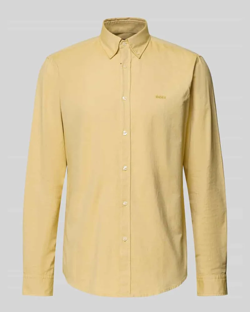 HUGO BOSS Regular Fit Freizeithemd aus reiner Baumwolle Modell 'Rickert Gelb