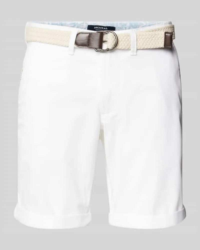 McNeal Slim Fit Bermudas mit Gürtel Weiss