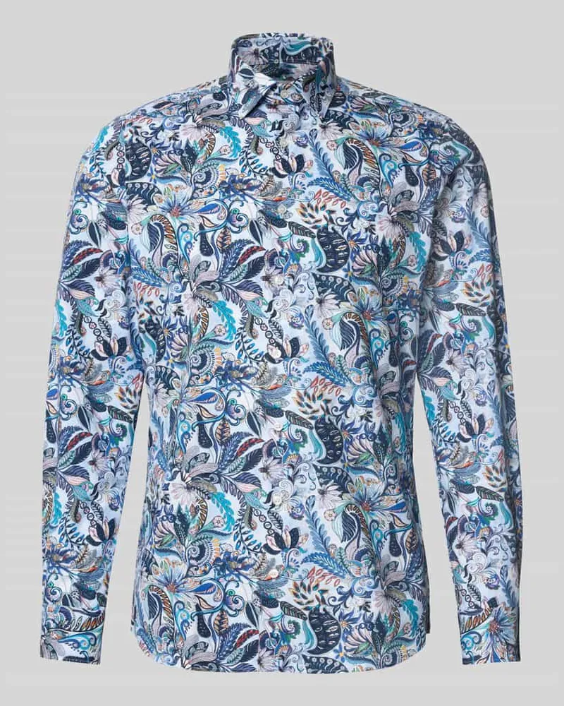 Olymp Slim Fit Business-Hemd mit Kentkragen im Allover-Look 