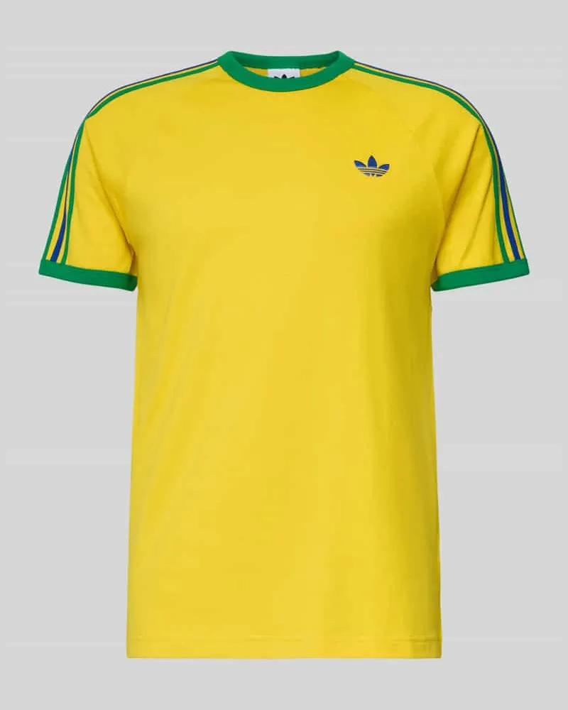 adidas T-Shirt mit Label-Stitching Gelb