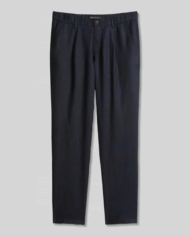 Marc O'Polo Tapered Leinenhose mit Gürtelschlaufen Modell 'OSBY JOGGER Dunkelblau