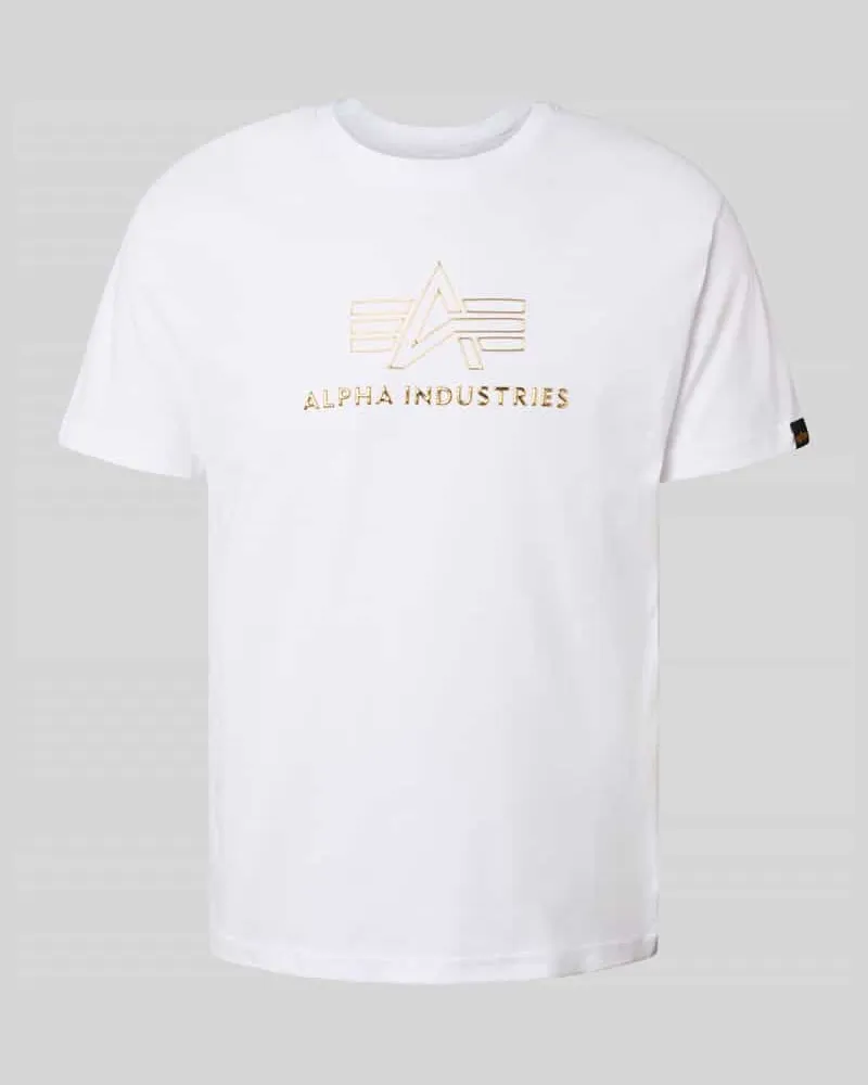 Alpha Industries T-Shirt mit Label-Print und Rundhalsausschnitt Weiss