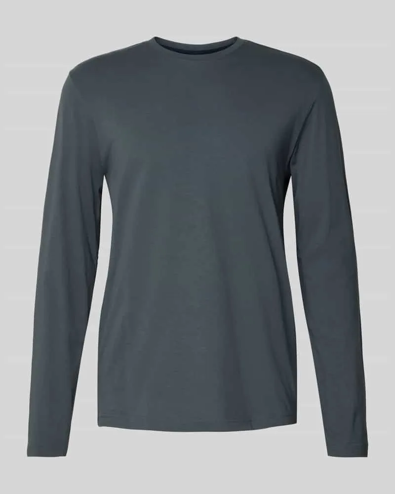 Christian Berg Longsleeve mit geripptem Rundhalsausschnitt Flanell