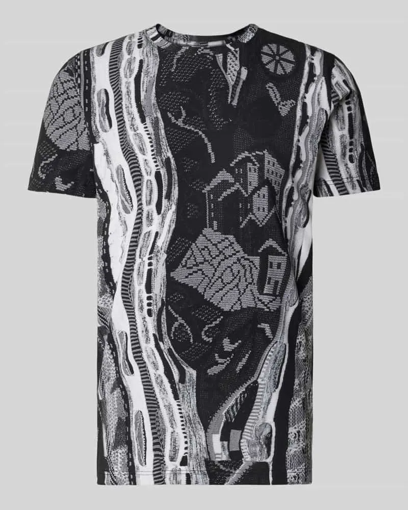 Carlo Colucci T-Shirt mit geripptem Rundhalsausschnitt 