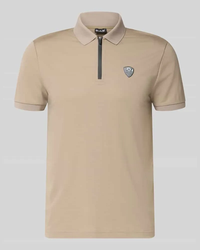 EA7 Slim Fit Poloshirt aus Viskose-Mix Beige