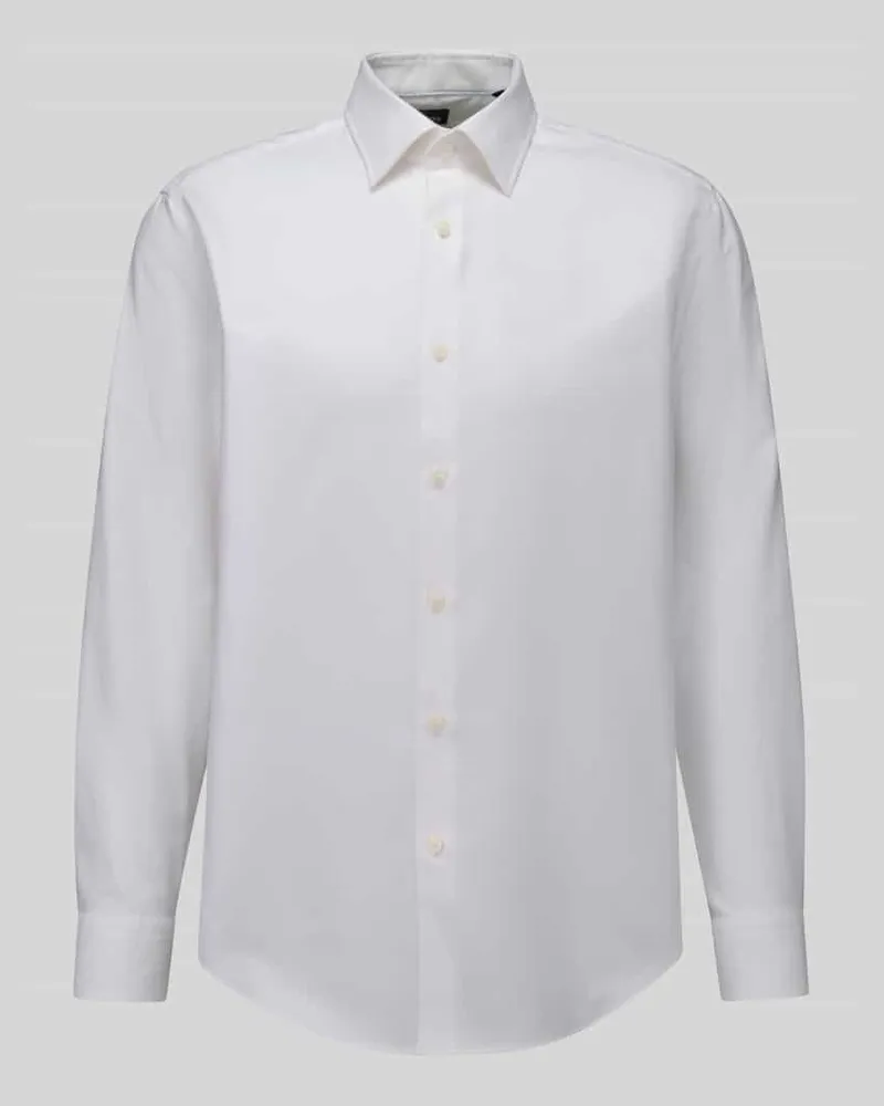 HUGO BOSS Regular Fit Businesshemd mit Label-Detail Weiss