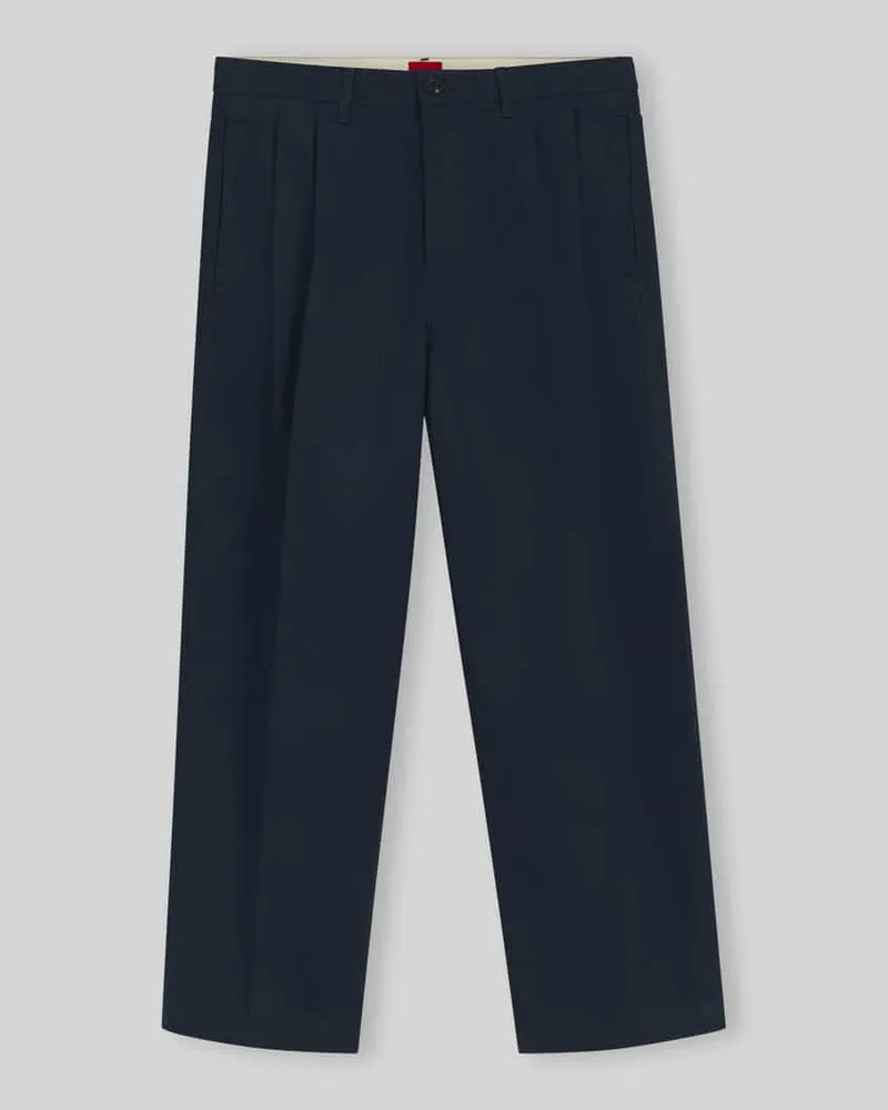HUGO BOSS Baggy Fit Weite Hose aus reiner Baumwolle Modell ' 249 Jeansblau