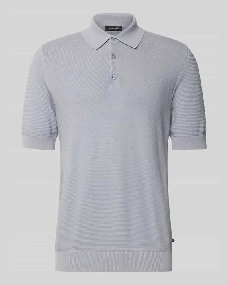 Matinique Slim Fit Poloshirt aus Baumwoll-Mix in Strick-Optik Hellblau