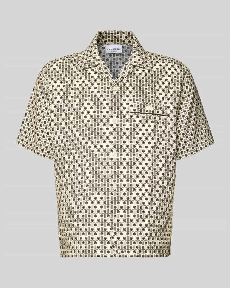 Lacoste Relaxed Fit Freizeithemd aus Baumwoll-Viskose-Mix Ecru