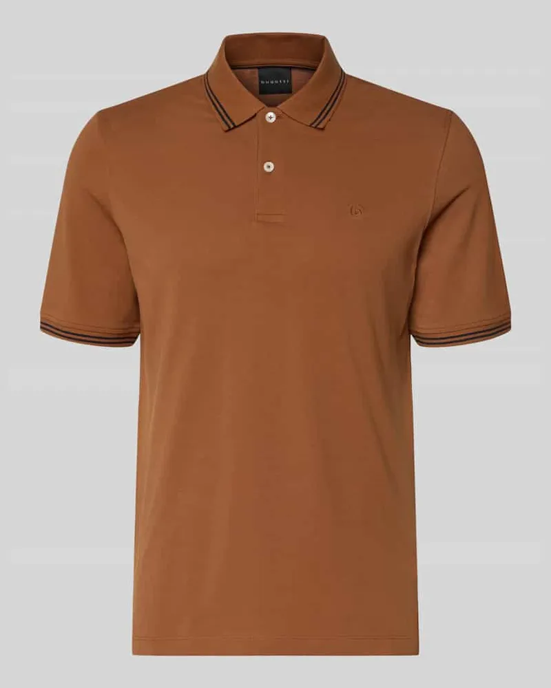 Bugatti Regular Fit Poloshirt mit Logo-Stitching Camel