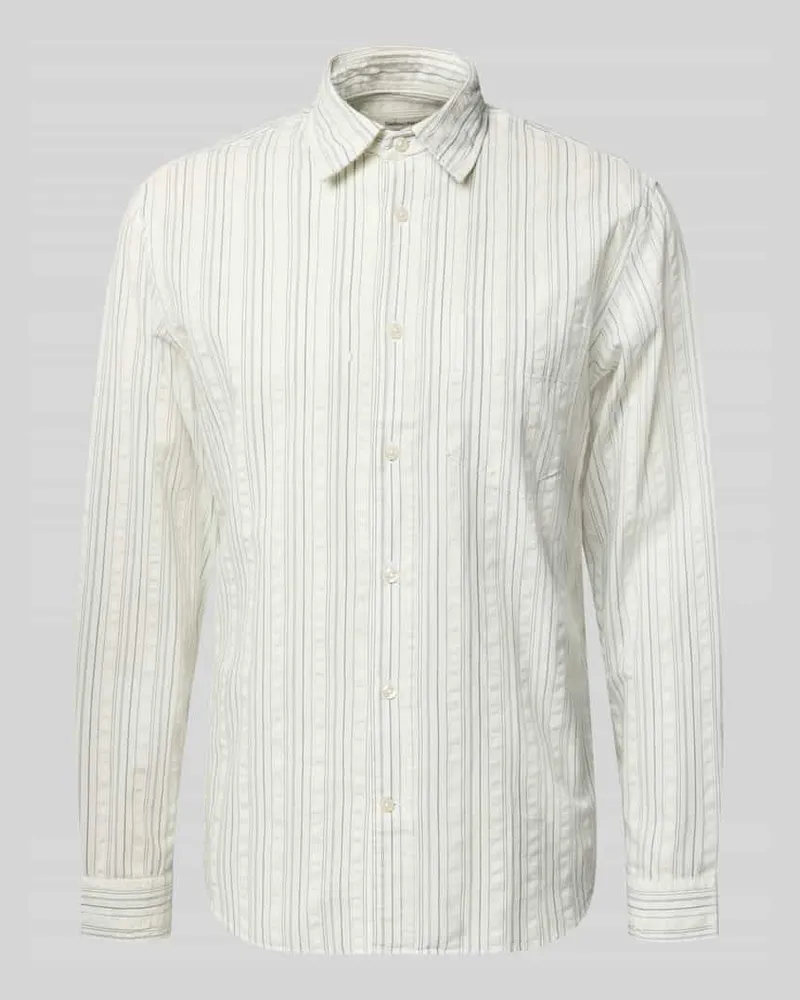 Selected Homme Regular Fit Freizeithemd aus reiner Baumwolle Modell 'FREDDIE Offwhite