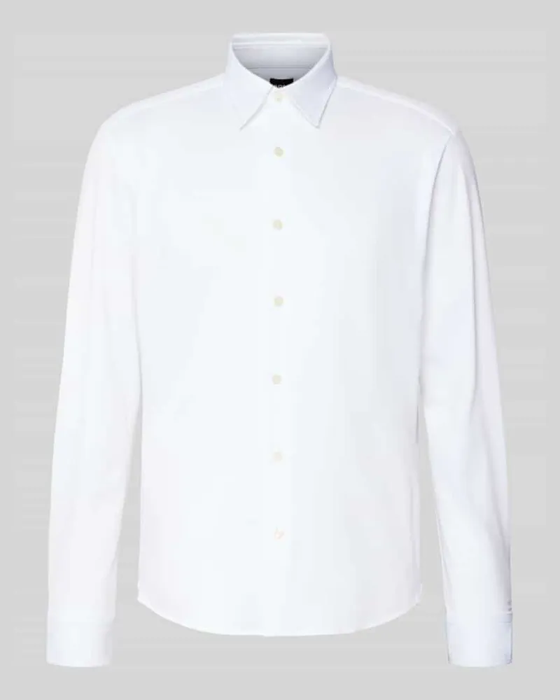 HUGO BOSS Regular Fit Freizeithemd mit Kentkragen Modell 'LIAM Weiss