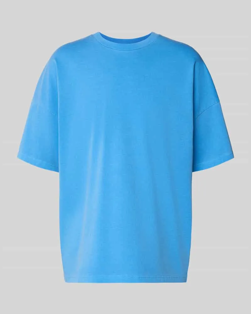 American Vintage T-Shirt mit geripptem Rundhalsausschnitt Modell 'FIZVALLEY Hellblau
