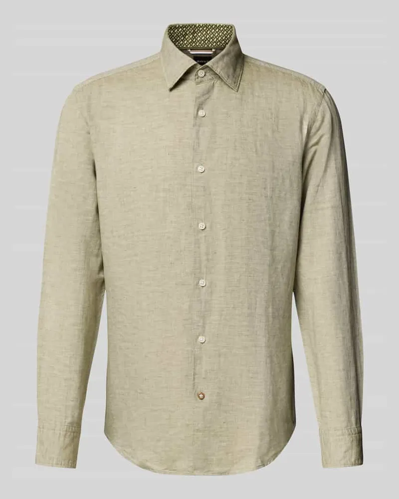 HUGO BOSS Casual Fit Businesshemd aus Leinen-Baumwoll-Mix 