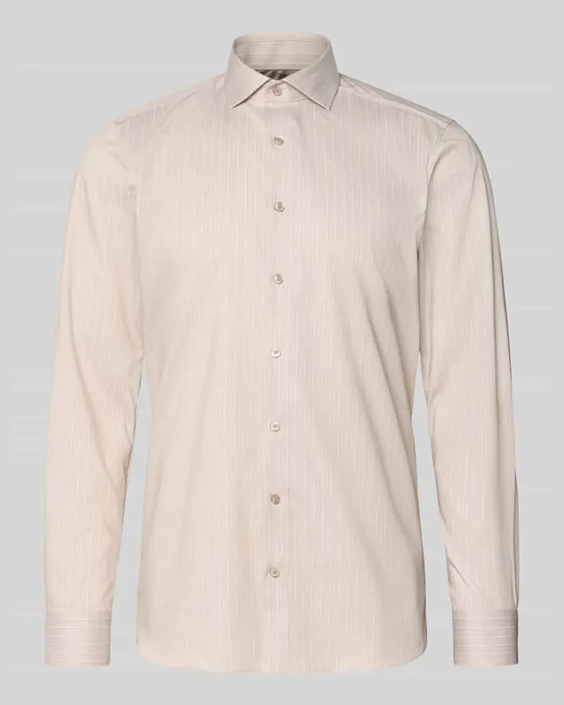 Olymp Slim Fit Businesshemd aus Baumwoll-Mix mit Kentkragen Sand