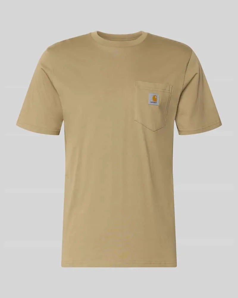 Carhartt WIP Regular Fit T-Shirt mit Logo-Patch Beige